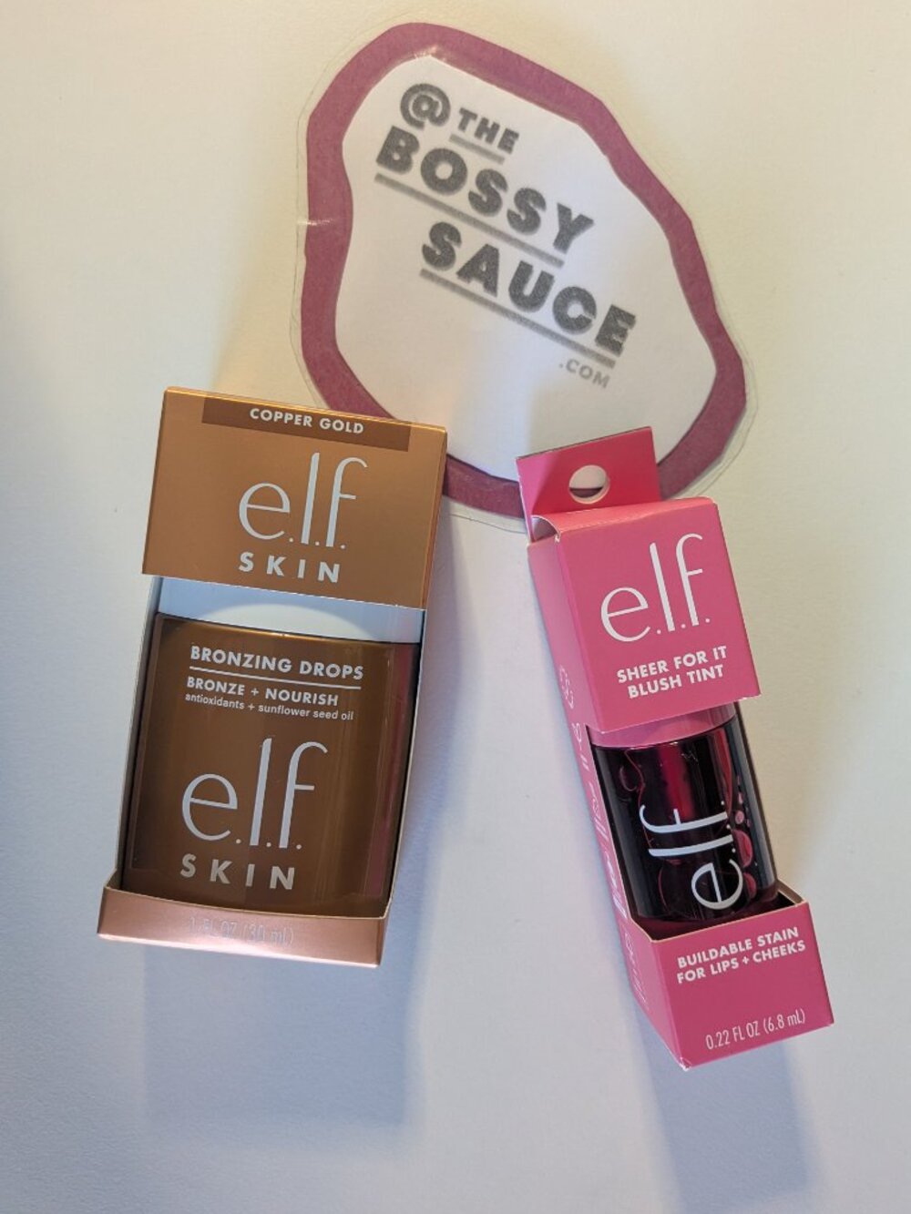 🌸 e.l.f. Sheer For It Blush Tint Left on Red & Bronzing Drops Copper Gold DUO